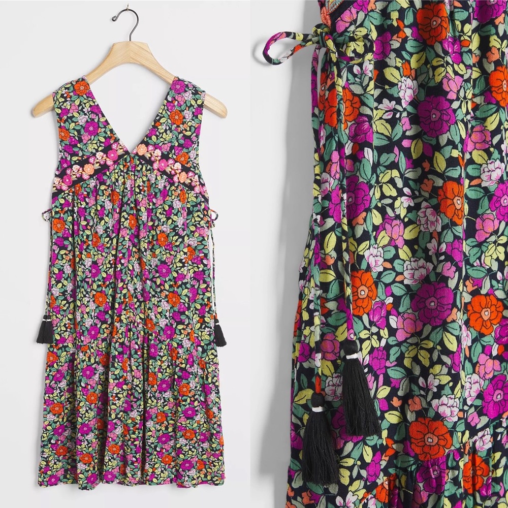 NWT Anthropologie Aida Embroidered Mini Dress